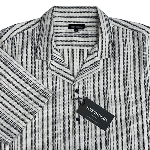 Mechmoto SS Knitted Stripe Shirt White